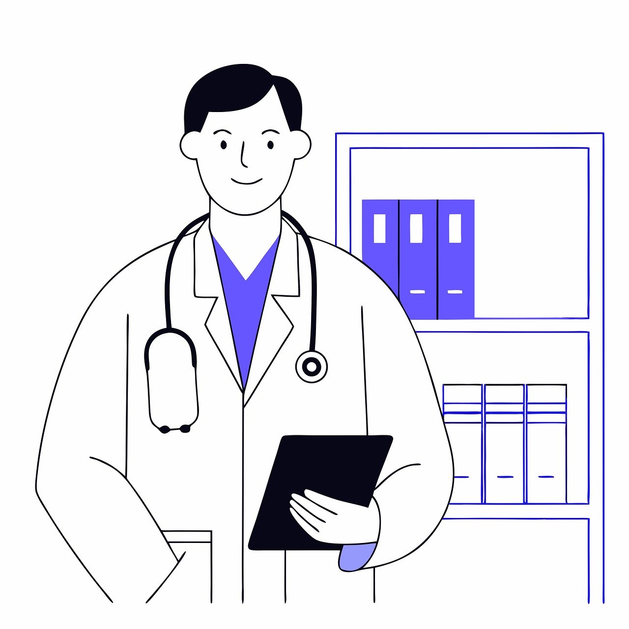 doctor, medicine, doctor's office, stethoscope, medical worker, professional, health care, scientific work, health, consultation, office, books, laboratory, treatment, scientific research, medical equipment, pharmacy, diagnostics, medical services, ai generated